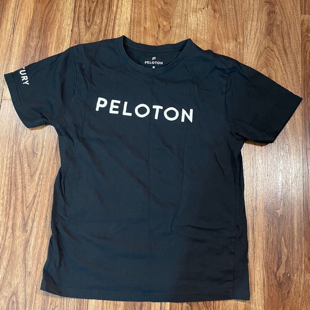 Peloton Short Sleeve T Shirt Black Century 100 Logo Crew Neck Cotton Men's M